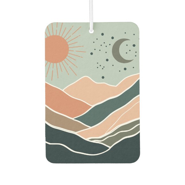 Sun & Moon Mountains Car Air Freshener (Front)