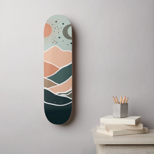 Sun & Moon Mountains Skateboard (Wall Art)