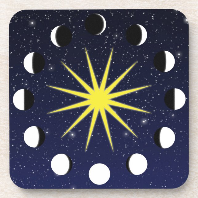 Sun, Moon Phases & Stars Coaster (Front)