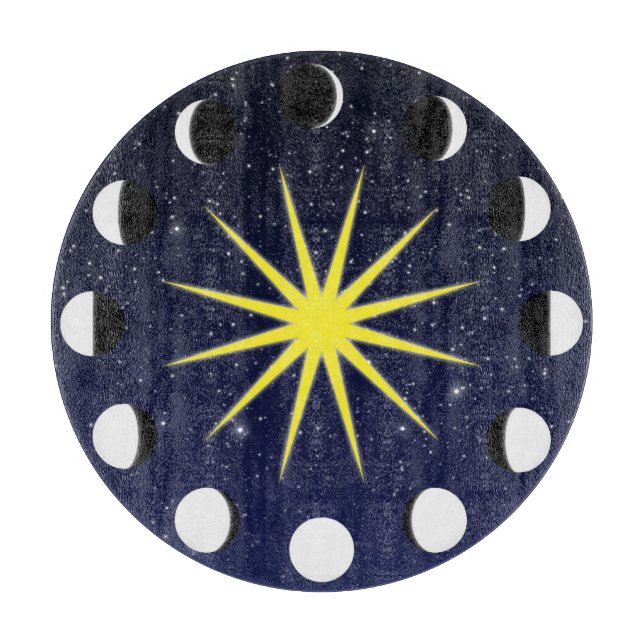 Sun, Moon Phases & Stars Cutting Board (Front)