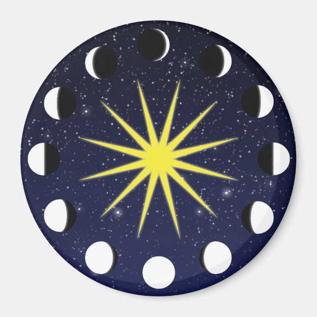 Sun, Moon Phases & Stars Magnet (Front)