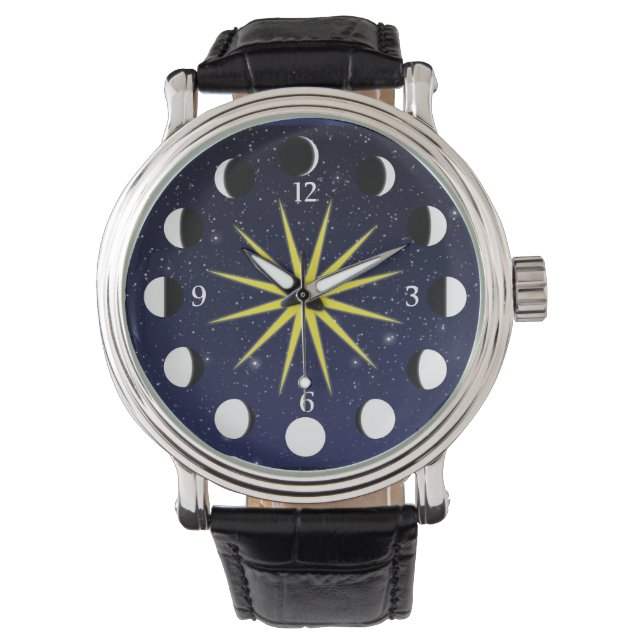 Sun, Moon Phases & Stars Watch (Front)