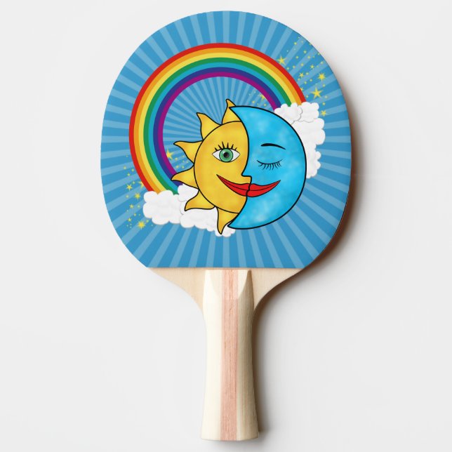 Sun Moon Rainboow Celestial theme Ping Pong Paddle (Back)