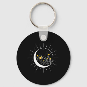 Sun Moon Solar Eclipse Flower Planets Funny Space Key Ring
