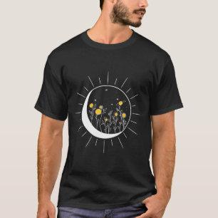 Sun Moon Solar Eclipse Flower Planets Funny Space T-Shirt