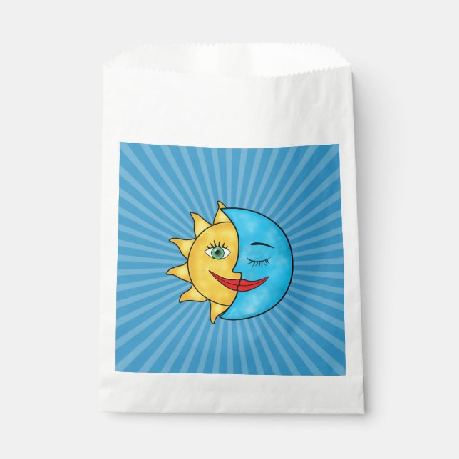 Sun Moon solar rays Celestial theme Favour Bags (Front)