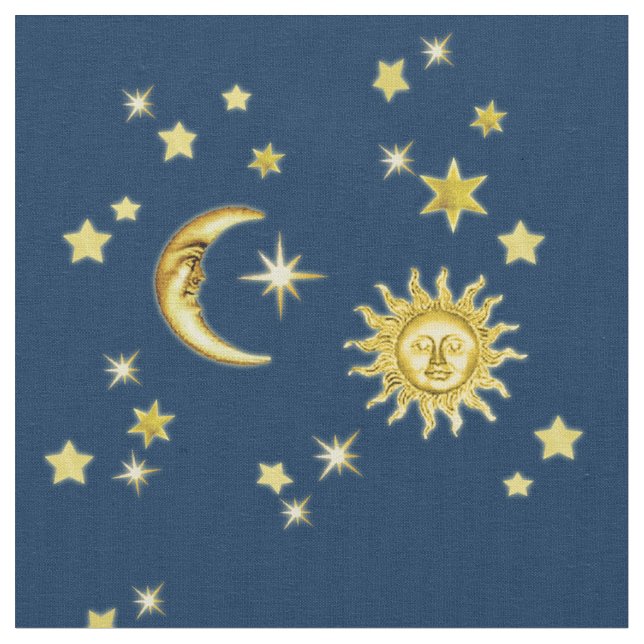 Sun, Moon & Stars Fabric (Close Up)