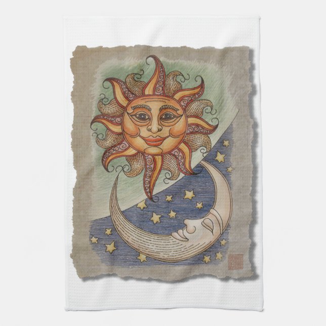 Sun Moon & Stars Tea Towel (Vertical)