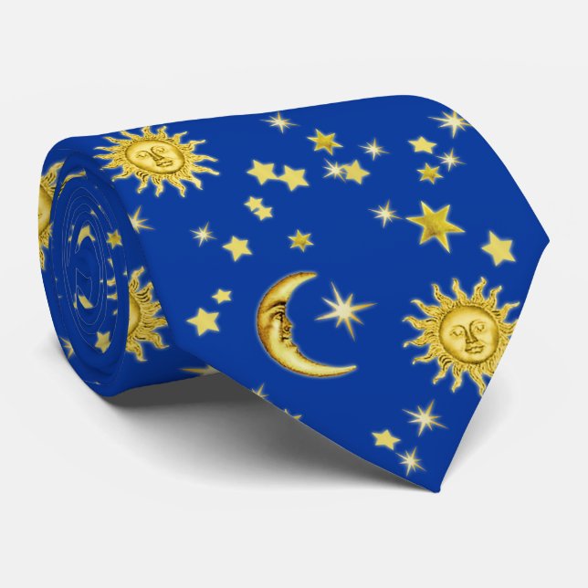 Sun, Moon & Stars Tie (Rolled)