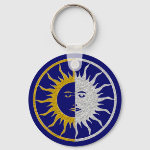 SUN & MOON Symbol - gold silver Key Ring