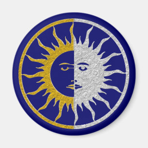 SUN & MOON Symbol - gold silver Magnet