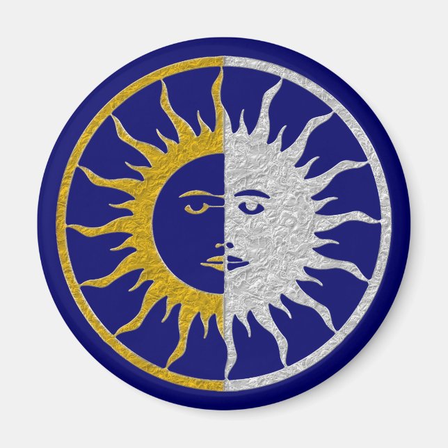 SUN & MOON Symbol - gold silver Magnet (Front)