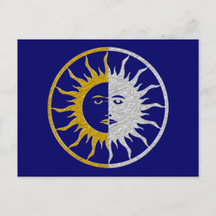 SUN & MOON Symbol - gold silver Postcard
