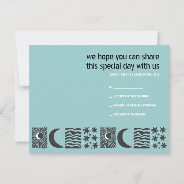 Sun Moon Water Bar Bat Mitzvah Reply Card (Front)