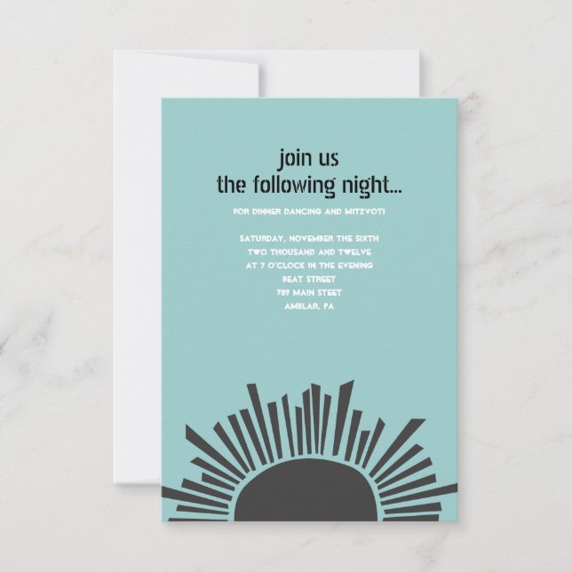 Sun Moon Water Bar Bat Mitzvah Small Party Card (Front)