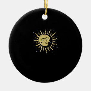 Sun Moon With 90s Witch Whimsigoth Aesthetic Ceramic Tree Decoration