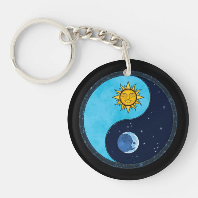 Sun Moon Yin Yang Symbol Key Ring (Front)