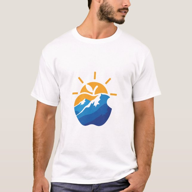 Sun Mountain Wave Circle Nature Lover T-Shirt (Front)