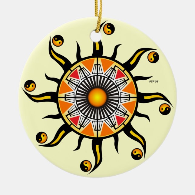 Sun of A Basket Ceramic Tree Decoration (Front)