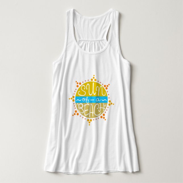Sun of a Beach Funny Cute Pun Summer Seaside Singlet (Design Front)