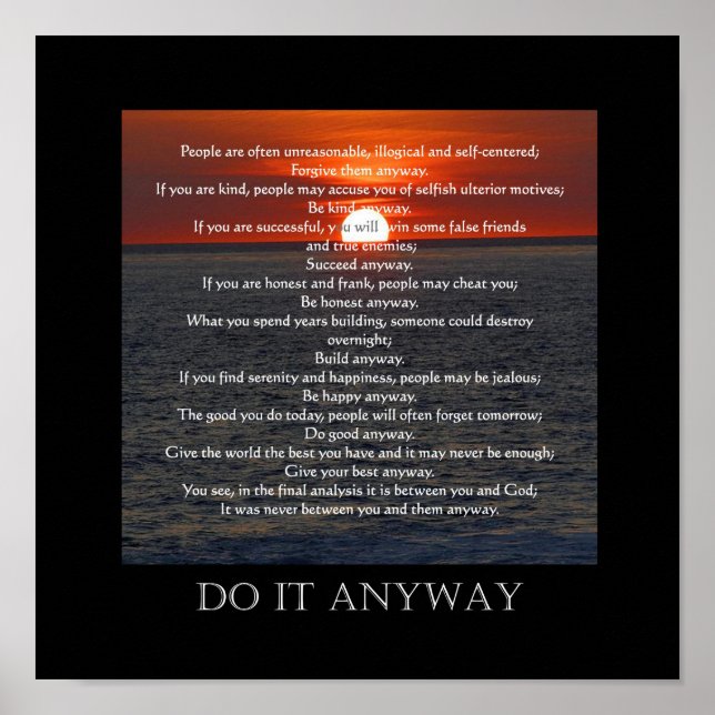 Sun on Ocean Bottom "Do It Anyway" Poster (Front)