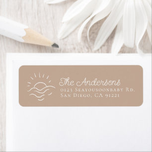 Sun on Ocean Waves Brown Return Address