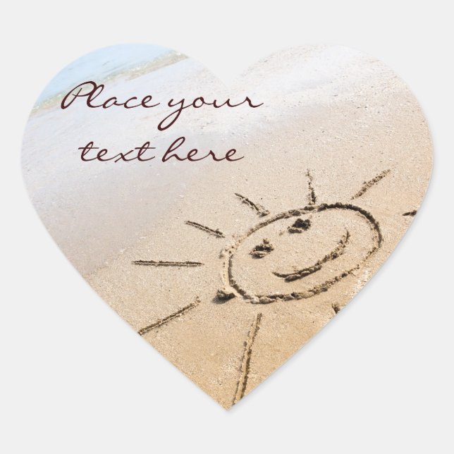 Sun On The Beach Heart Sticker (Front)