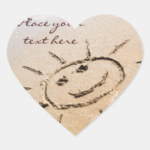 Sun On The Beach Heart Sticker
