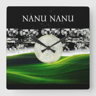 SUN ON THE MOON SQUARE WALL CLOCK