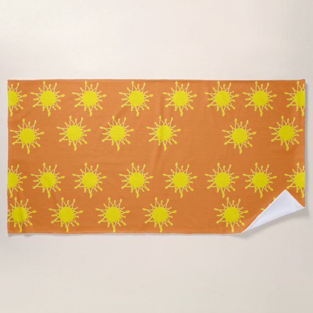 Sun Orange Yellow Beach Towel (Front)