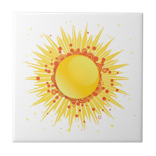 Sun orange yellow groovy tile (Front)