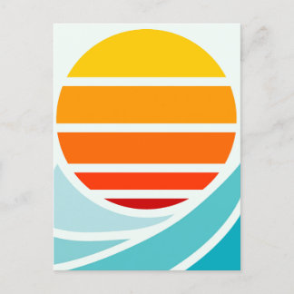 Sun Over Ocean Waves, Modern Postcard