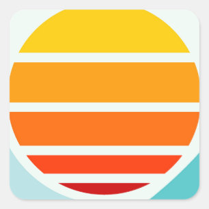Sun Over Ocean Waves, Modern Square Sticker