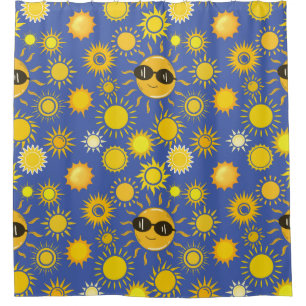 Sun pattern 01 Black BG Shower Curtain
