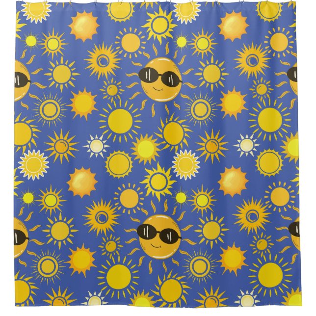 Sun pattern 01 Black BG Shower Curtain (Front)