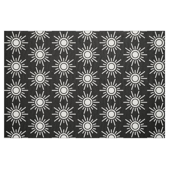 Sun Pattern 02 - White on Black Fabric (Fat Quarter)