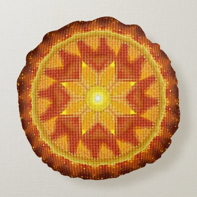 Sun Pattern Round Pillow (Back)