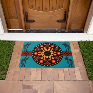 Sun Pattern Southwest Kokopelli  Doormat