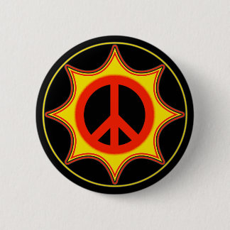 SUN PEACE SIGN 6 CM ROUND BADGE