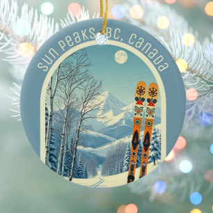 Sun Peaks BC Canada ski souvenir Ceramic Tree Decoration