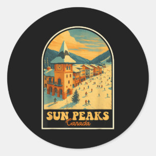 Sun Peaks Canada Vintage Design Retro Ski Village Classic Round Sticker