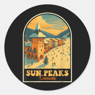 Sun Peaks Canada Vintage Design Retro Ski Village Classic Round Sticker