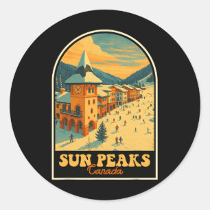 Sun Peaks Canada Vintage Design Retro Ski Village  Classic Round Sticker