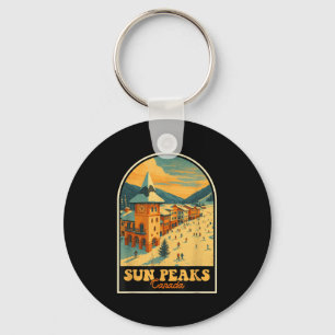 Sun Peaks Canada Vintage Design Retro Ski Village  Key Ring