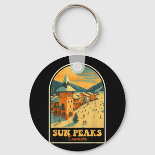 Sun Peaks Canada Vintage Design Retro Ski Village Key Ring