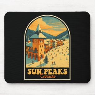 Sun Peaks Canada Vintage Design Retro Ski Village Mouse Pad