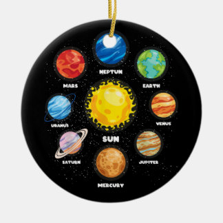 Sun Planets Outer Space Scientist Astronaut Space Ceramic Tree Decoration