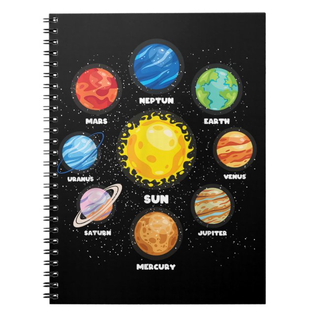 Sun Planets Outer Space Scientist Astronaut Space  Notebook (Front)