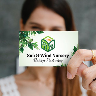 Sun Plants Logo   Nature   Leaves Business Card