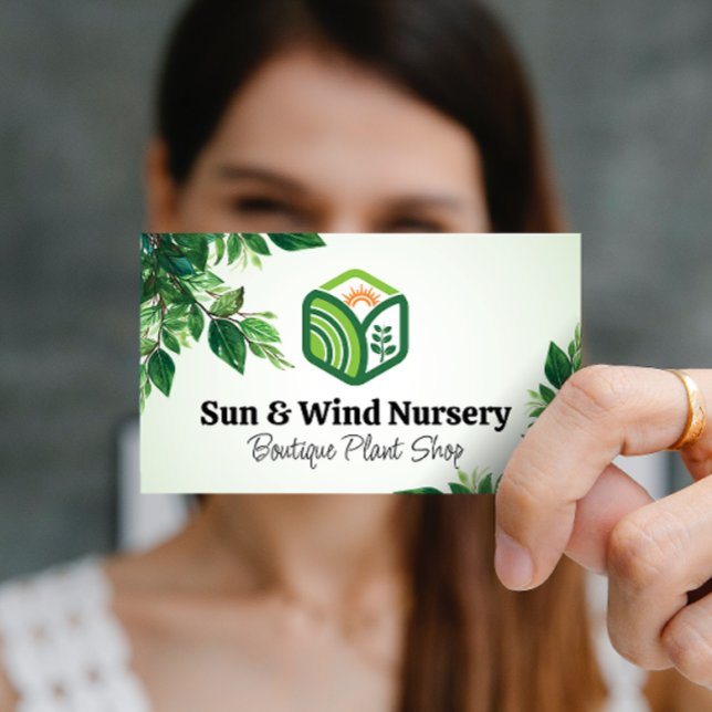 Sun Plants Logo | Nature | Leaves Business Card (Creator Uploaded)